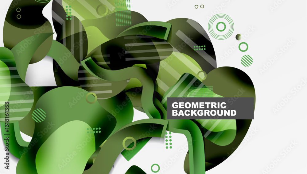 Poster abstract background - lines circles and liquid shapes