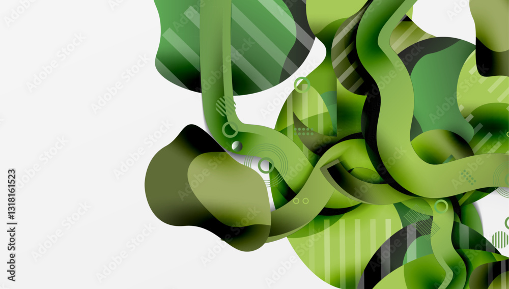 Poster abstract background - lines circles and liquid shapes