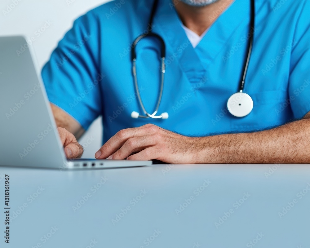 Aufkleber Digital Health Transformation Minimalist Medical Professional Navigating Patient Care with Tech-Enabled Precision and Empathetic Workflow Optimization
