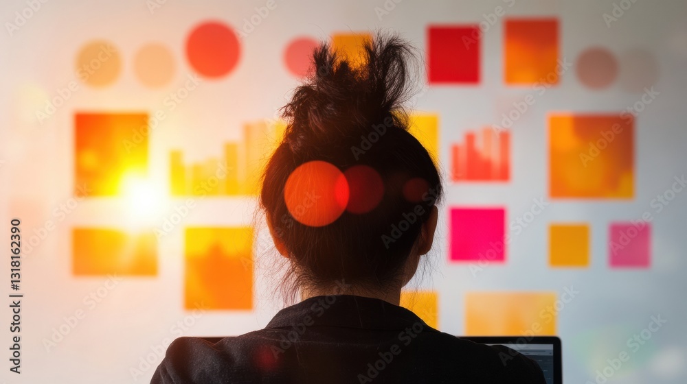 Poster Digital Mindset Revolution Millennial Creative Professional Visualizing Innovation through Vibrant Data Visualization and Modern Workspace Design