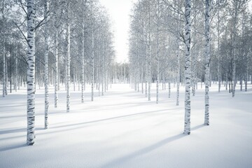 Picturesque winter nature walk path bordered by snow-dusted trees, inviting wanderers to discover tranquility in the peaceful surroundings.