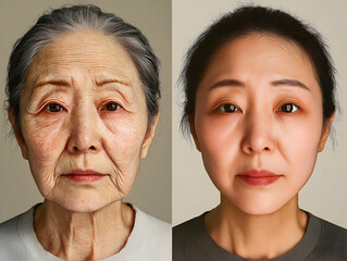 Generational portraits highlighting beauty across life stages, with age progression side by side