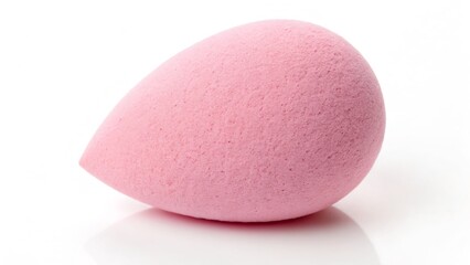 Obraz premium Makeup Sponge Beauty Blender in Pastel Pink, Isolated on a White Background Perfect for makeup tutorials, cosmetic branding, and professional beauty photography.
