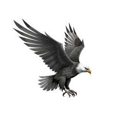 Obraz premium A grayscale abstract vector illustration of a majestic eagle in flight, with sharp, flowing lines conveying power and speed.