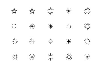 Hand-Drawn Starburst and Sparkle Icon Collection – Celestial Glow Aesthetic
