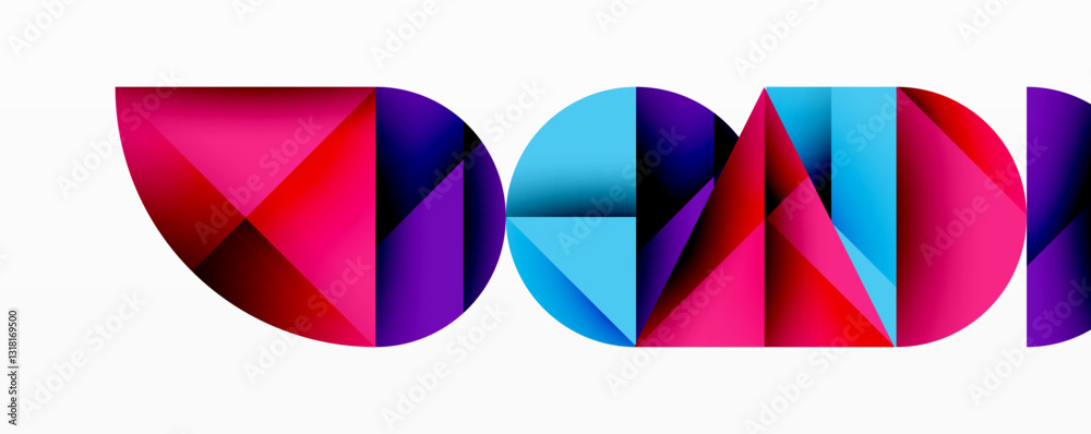 Aufkleber Abstract geometric background with layered gradient shapes forming dynamic patterns. Overlapping semi circles and triangles create depth and contrast
