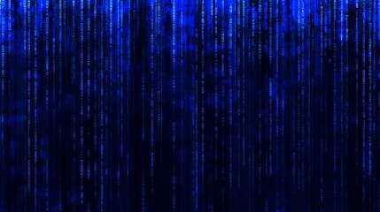 Abstract blue digital rain background.