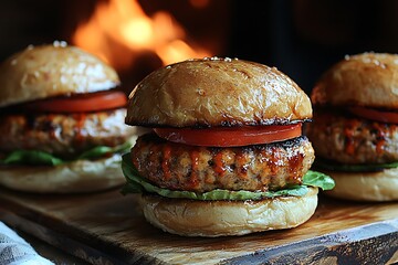 Fireplace-lit Gourmet Burgers.