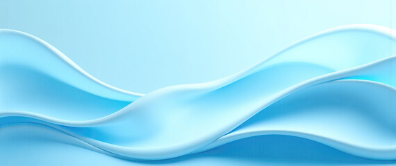Obraz premium baby blue Abstraction: Bright Gradients with Soft Flowing Wave Shapes 