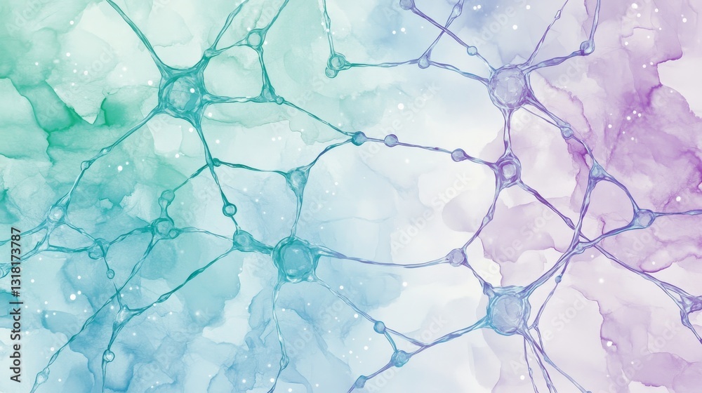 Poster this abstract artwork features a colorful background filled with delicate neural network patterns, c