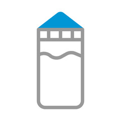 Minimalist Water Bottle Icon in Blue and Grey