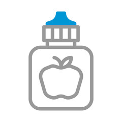 Bottle of Apple Juice in Outline Style Design
