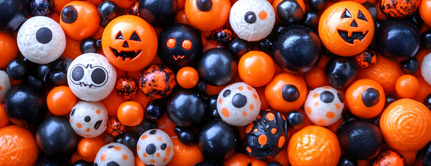 Fototapeta premium Halloween candy balls, spooky design