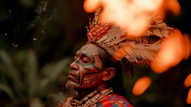 Shamanic Fire Ritual  Amazonian Tribal Ceremony  Jungle Setting