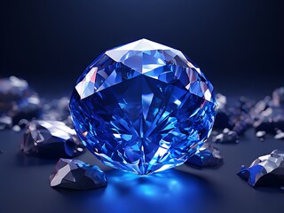 Brilliant Blue Diamond on a Dark Background