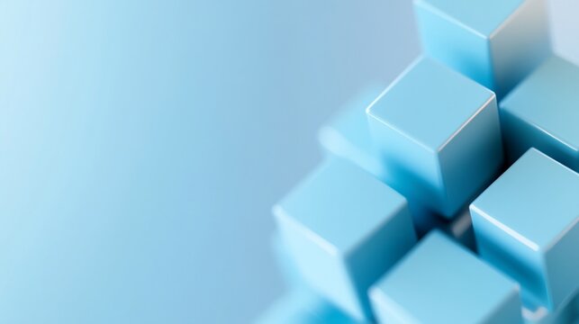 Fototapeta Abstract stack of cubes with soft lighting, 3d render for wallpapers