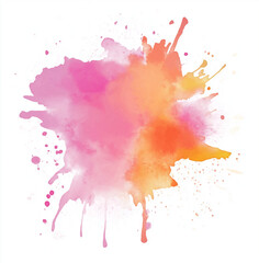 Fototapeta premium Watercolor Splash in Pink and Orange – Abstract Clipart on White Background, High-Quality Artistic Design Element, Soft and Vibrant Color Blend, Perfect for Creative Projects and Graphic Design
