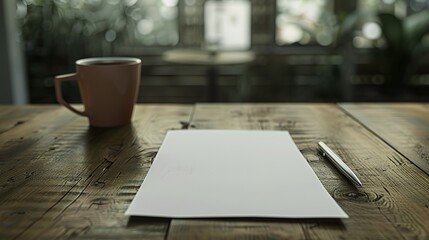 Close-up of a resignation letter on a wooden desk with a coffee cup and pen, symbolizing career change, job transition, and professional decisions in the workplace