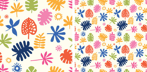 Tropical Jungle Monstera Colorful Summer Botanical Leaves Seamless Pattern Vector Illustration