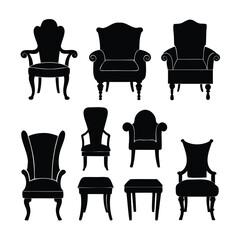 Fototapeta premium set of chair icons of silhouette vector design
