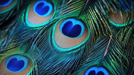 Obraz premium Close up view of colorful peacock feathers and details