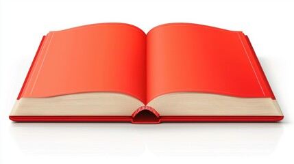 Open Red Book on White Background