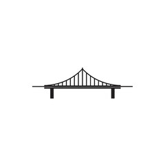 Minimalist Black and White Suspension Bridge Design on White Background
