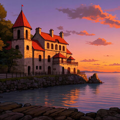 old castle in the evening