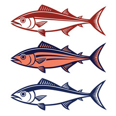 Black Silhouettes of Swordfish, Grouper, Snapper, and Haddock