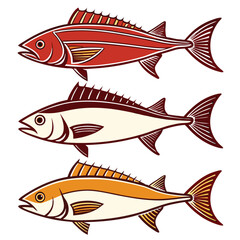 Underwater Creatures Silhouette Set Featuring Swordfish, Grouper, Snapper, and Haddock