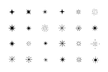 Minimalist twinkle star and sparkle vector icon set for celestial and cosmic design  
