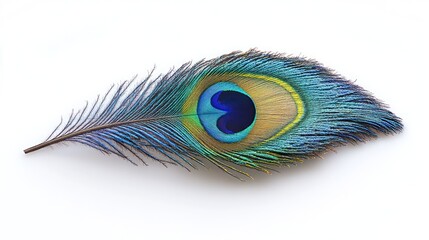 Obraz premium Peacock feather isolated on white background