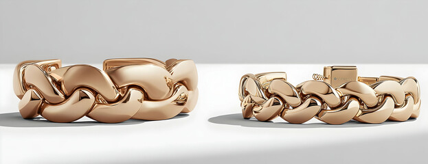 Rose gold bracelets, modern design, studio shot