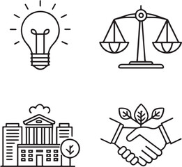  ESG Sustainability and Corporate Responsibility Icons – Editable Stroke Vector