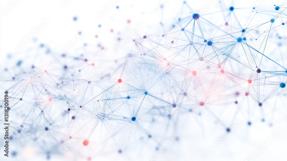 Poster a mesmerizing abstract image featuring a network of colorful points and lines, representing connecti