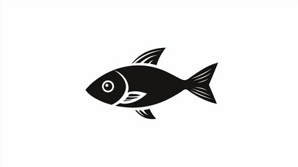 Stylish Black Fish Icon Graphic Design