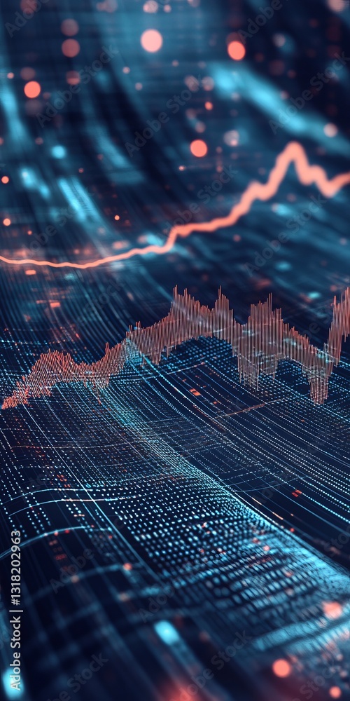Poster futuristic data visualization with digital charts in a tech-driven environment