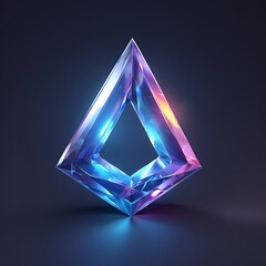 Abstract Glass Crystal with Blue and Purple Glowing