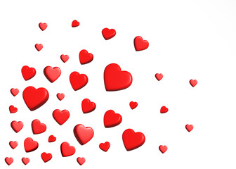 Red heart confetti 3D icons