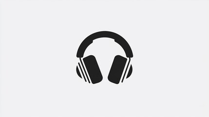 Headphones Icon: Simple Black Silhouette on White Background