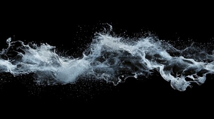 A dynamic horizontal splash of water against a dark backdrop