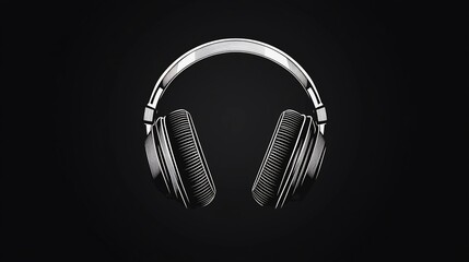Stylish Silver Headphones on Black Background: Immersive Audio Experience