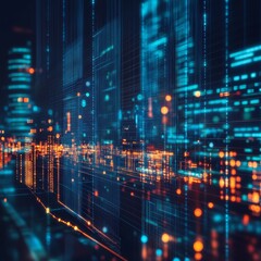 Fototapeta premium Captivating abstract digital visualization featuring glowing lights and intricate patterns. Perfect for technology, innovation, and futuristic themes.