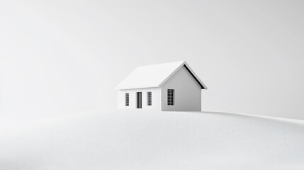 Minimalist White House in a Blank Landscape