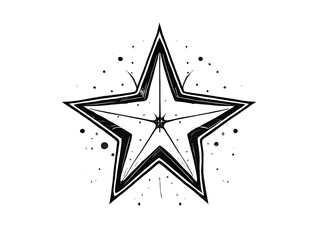 Obraz premium Black and White Illustration of a Five-Pointed Star