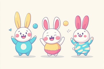 A cute children's character set to play happily.  flat design style  graphic illustration