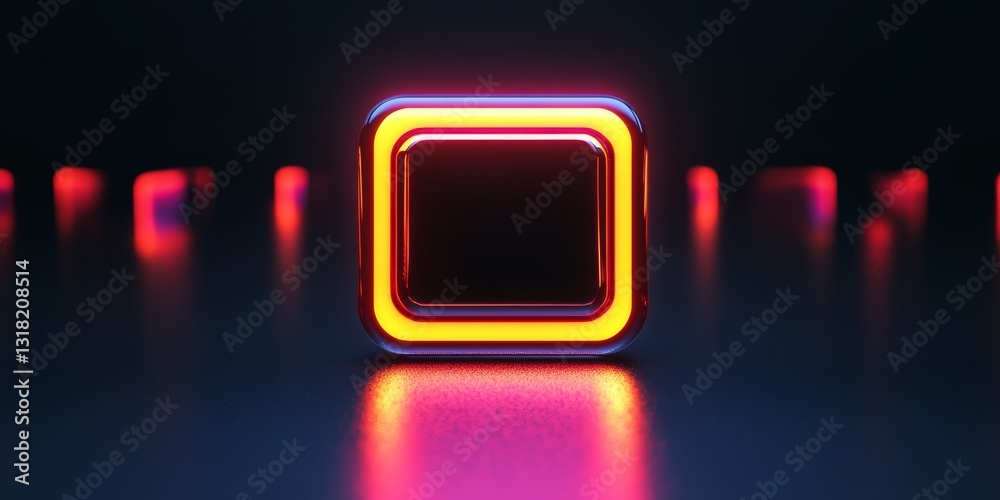 Canvas Prints neon square glow with futuristic lighting in dark environment