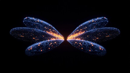 Abstract Glowing Wings  Dark Background  Particle Effects  Bokeh Lights  3D Render