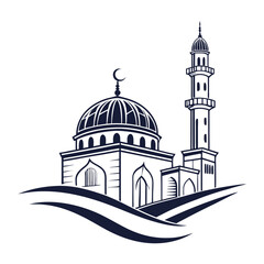 Elegant Mosque Illustration. Islamic Architecture and Spiritual Symbol