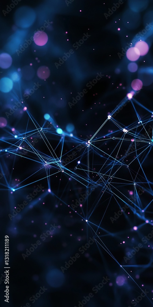 Poster explore a dark abstract background that captures the essence of iot connections with luminous lines 